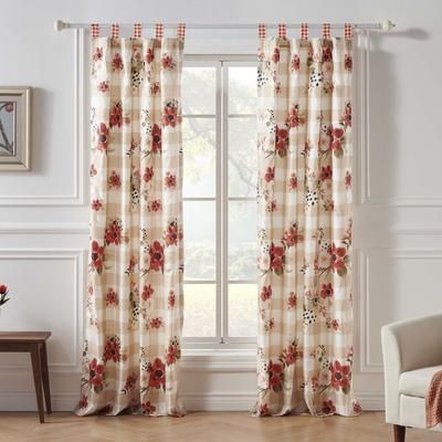 Wheatly Ruffled Gingham Curtain Panels, Set Of 2 With Tiebacks by Greenland Home Fashions in Truffle