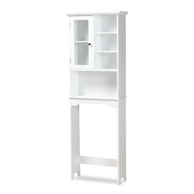 Campbell Wood Over The Toilet Bathroom Storage Cabinet Furniture by Baxton Studio in White