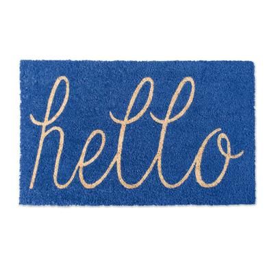 Blue Hello Doormat by DII in Blue