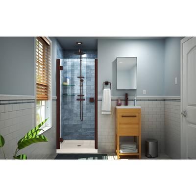 Dreamline DreamLine Lumen 42 inch D x 42 inch W x 74 3/4 inch H Semi-Frameless Hinged Shower Door in Oil Rubbed Bronze with Center Drain Biscuit Shower Base Kit DL-534242-22-06