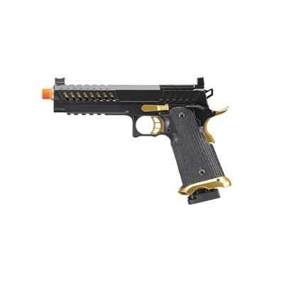 Lancer Tactical Knightshade Hi-Capa Gas Blowback Airsoft Pistol w/ Red Dot Mount Black/Gold LTX-6B-M