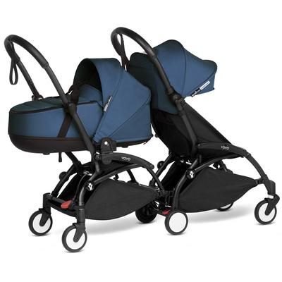 Babyzen YOYO Connect Double Stroller Bassinet / 6+ Bundle - Black / Air France Blue
