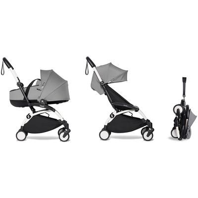 Babyzen YOYO2 Ultra Compact Complete 6+ Stroller with Bassinet Bundle - White/Grey