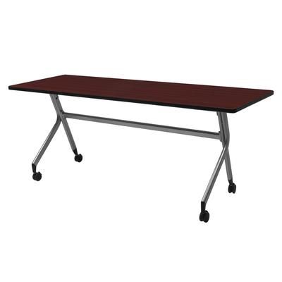 Regency En Route Flip Top Mobile Training Table 66 in x 24 in.- Mahogany top & Grey Base - Regency MMFB6624MHGY