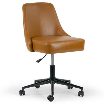 Aurica Light Brown Faux Leather Adjustable Height Swivel Office Chair with Wheel Base - Glamour Home GHTSC-1509