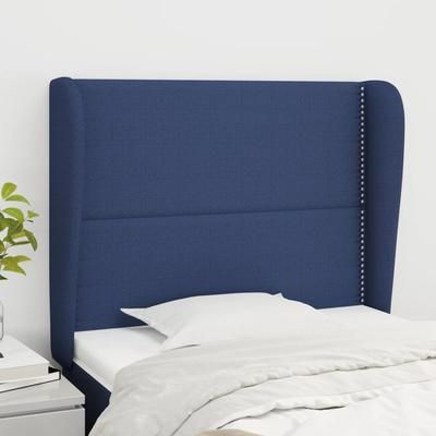 vidaXL Tête de lit avec oreilles Bleu 103x23x118/128 cm Tissu