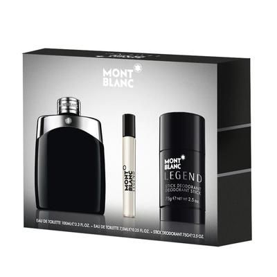 Mont Blanc Legend Men 3pc Gift Set - 3.4oz EDT + 2.5oz DEO STICK + 0.25oz EDT Standard Eau De Toilette for Men