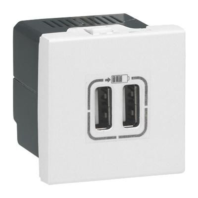 Chargeur 2 USB MOSAIC type-A 2,4A 2 modules 230V blanc - LEGRAND - 077594