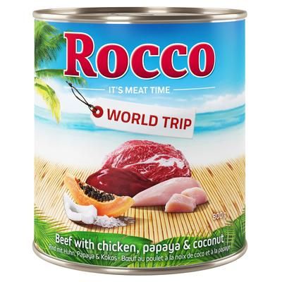 6x800g Chicken, Coconut & Papaya Rocco Wet Dog Food
