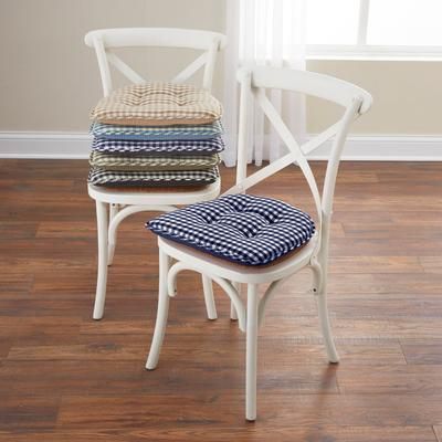Gingham Gripper® Chair Cushion by BrylaneHome in Navy