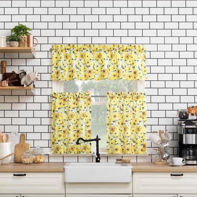 Wide Width Sunny Kitchen Tier Set by BrylaneHome in Yellow (Size 54" W 36" L)