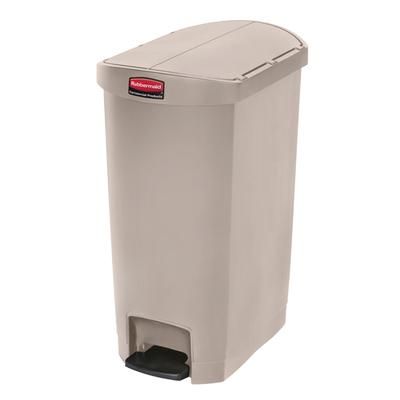 Rubbermaid 1883551 18 gal Rectangle Plastic Step Trash Can, 22 7/64" L x 14 7/10" W x 30 49/64"H, Beige, Resin
