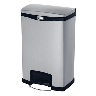 Rubbermaid 1901992 13 gal Rectangle Metal Step Trash Can, 18 7/64" L x 13 7/10" W x 28 21/32" H, Black, 13 Gallon