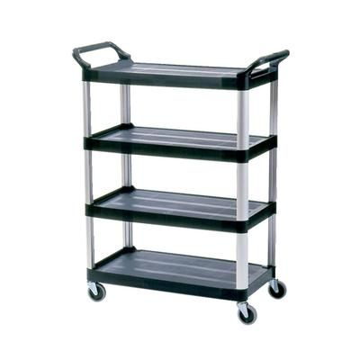 Rubbermaid FG409600BLA 3 Level Polymer Utility Cart w/ 300 lb Capacity, Raised Ledges, Black