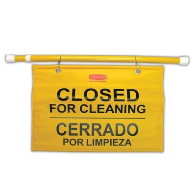 Rubbermaid FG9S1600YEL Site Safety Hanging Sign - Multi-Lingual "Closed for Cleaning", Yellow