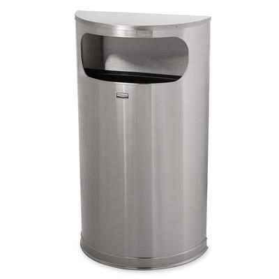 Rubbermaid FGSO8SSSPL 9 gal Indoor Decorative Trash Can - Metal, Satin Stainless, Half-Circle, Chrome Accent, Silver