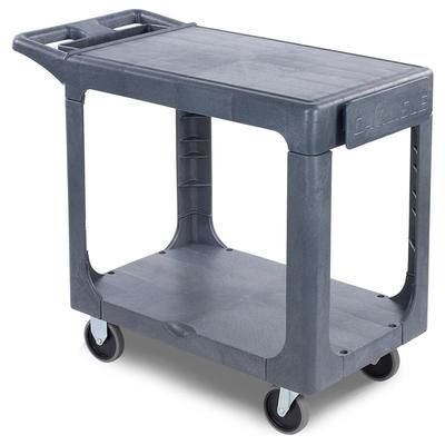 Carlisle UC194023 2 Level Polymer Utility Cart w/ 500 lb Capacity, Flat Ledges, Gray