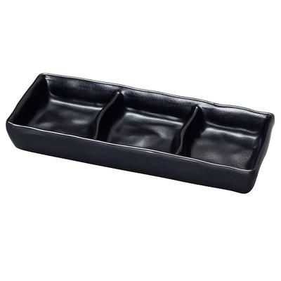 Yanco BP-4033 2 oz Melamine Sauce Dish w/ (3) 2 oz Compartments, Black