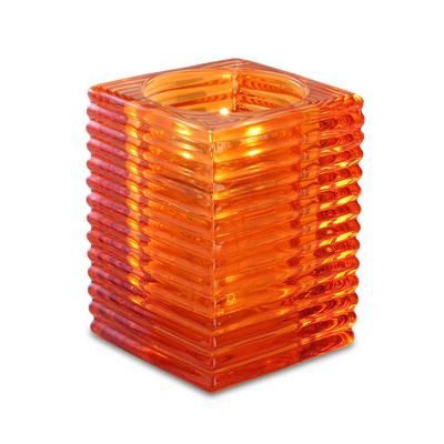 Sterno 80146 Kelly Candle Lamp - 2 7/8"L x 2 7/8"W x 4"H, Glass, Orange
