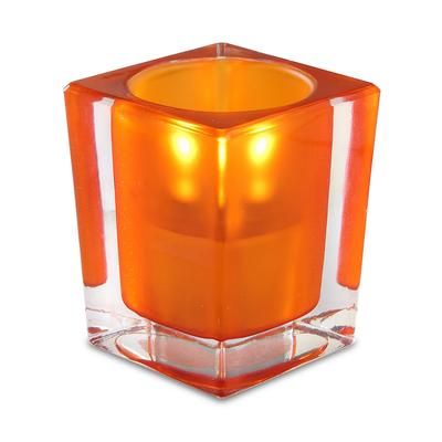 Sterno 80240 Signature Candle Lamp - 3"L x 3"D x 4"H, Glass, Orange Frost, Case of 6