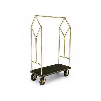 Forbes Industries 2444 Luggage Cart w/ Carpeted Deck - 47 1/2"L x 23 1/2"W x 74"H, Solid Brass, Black