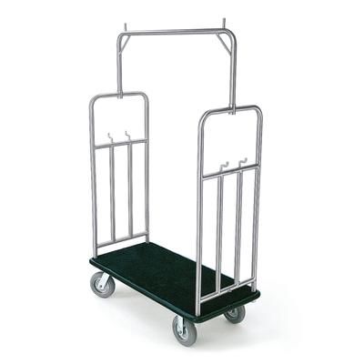 Forbes Industries 2499-DT Luggage Cart w/ Carpeted Deck - 46 1/2"L x 23"W x 77 1/2"H, Satin Diamond Textured Steel, Stainless Steel