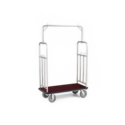 Forbes Industries 2549-DT Luggage Cart w/ Carpeted Deck - 48 1/2"L x 23 1/2"W x 75"H, Satin Diamond Textured Steel, Stainless Steel