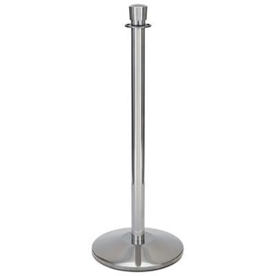 Forbes Industries 2741 39"H Crowd Control Stanchion w/ Hook Ring & Drum Top - Polished Stainless Steel