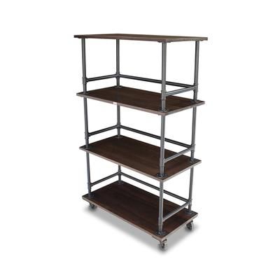 Forbes Industries 6543-4 Mobile Display Tower w/ 3 Steel Shelves & Steel Pipe Frame - 48"L x 24"W x 78"H, Brown