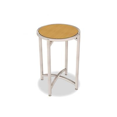 Forbes Industries 7025L-36 24" Round Collapsible Table w/ Laminate Top & Brushed Steel Frame - 36"H, Stainless Steel