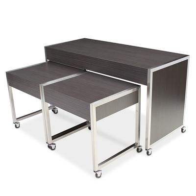 Forbes Industries 7411 3 Piece Foss Series Nesting Tables Set - Laminate Top w/ Steel Frame, Chrome