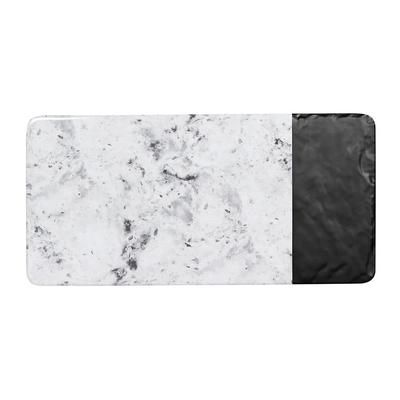 Elite Global Solutions M714RCSM-BH Rectangular Horizon Slate Serving Board - 14 1/4" x 7", Melamine, Black Slate/Faux Horizon Marble, Multi-Colored