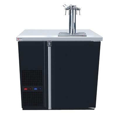 Micro Matic MDD36W-E-C 36 3/4" Dual Zone Wine Dispenser w/ (4) 1/6 Size Keg Capacity - 4 Column & 4 Taps, Black, 115v