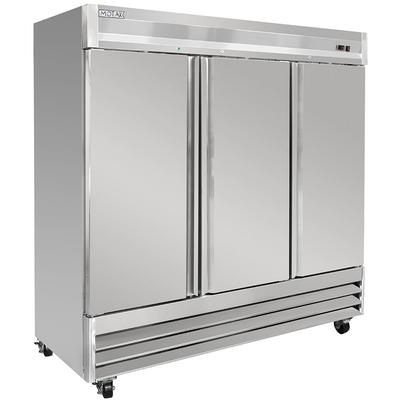 MoTak MSD-3DF-BAL-X 80 7/8" 3 Section Reach In Freezer, 3 Left/Right Hinge Solid Doors, 115v, 9 Shelves, Stainless Steel