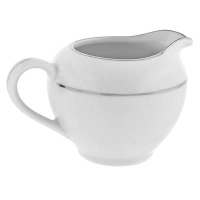 10 Strawberry Street DSL0016 8 oz Double Silver Line Creamer - Porcelain, White/Silver