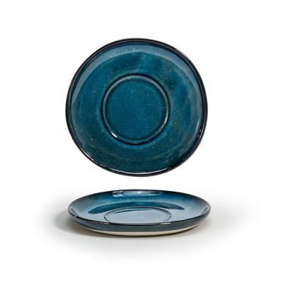 Front of the House DCS064BLP23 6" Round Artefact Saucer - Porcelain, Indigo, 12/Case, Blue