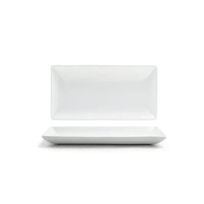 Front of the House DSU009WHP21 Rectangular Mod Plate - 11 1/2" x 4 1/4", Porcelain, White, Set of 4