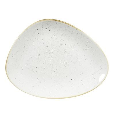 Churchill SWHSTC261 Triangular Stonecast Chef's Plate - 10 3/8" x 8", Ceramic, Barley White