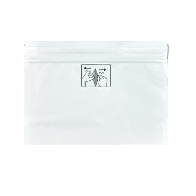 LK Packaging EXT1294W Bottom Gusset Child Resistant Pouch w/ Reclosable Zipper Seal - 12 1/5" x 9", White Matte, 4.8 mil