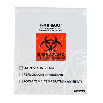 LK Packaging LABZ2024BW Lab-Loc Specimen Bags - 20" x 24", White, 2 mil, Case of 100