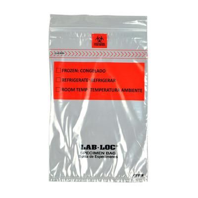 LK Packaging LABZ69BBX Lab-Loc Specimen Bags w/ Removable Biohazard Symbol - 6" x 9", Polyethylene, Clear, 1.75 mil