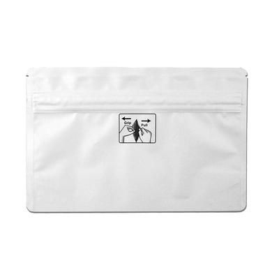 LK Packaging OZ9635W Bottom Gusset Child Resistant Pouch w/ Reclosable Zipper Seal - 9" x 5 9/10", White Matte, 4.8 mil