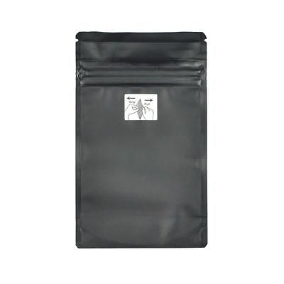 LK Packaging QTOZ4652B Bottom Gusset Child Resistant Pouch w/ Reclosable Zipper Seal - 4" x 6 5/8", Black Matte, 4.8 mil