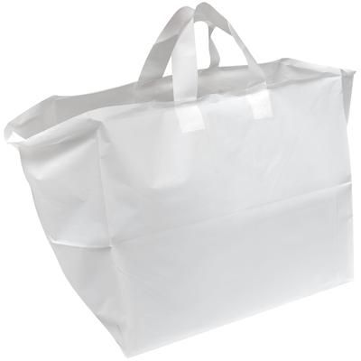 LK Packaging TO14115 Poly Take Out Bag w/ Handles - 14" x 12" x 11 1/2", White, Loop Handles, Disposable, Case of 200