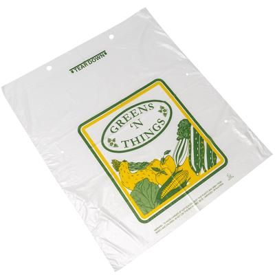 LK Packaging VTD1718HI-DGRN Vented Greens Bag w/ Wicket Dispenser - 18" x 17", Poly, Polyethylene, Clear, Case of 1000