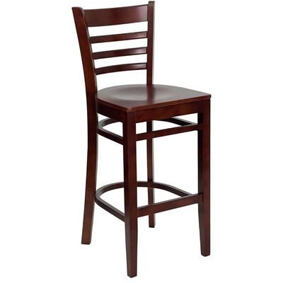 Flash Furniture XU-DGW0005BARLAD-MAH-GG Commercial Bar Stool w/ Ladder Back & Wood Seat, Mahogany