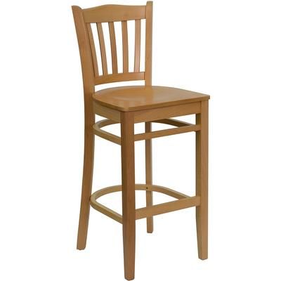 Flash Furniture XU-DGW0008BARVRT-NAT-GG Commercial Bar Stool w/ Vertical Slat Back & Wood Seat, Natural