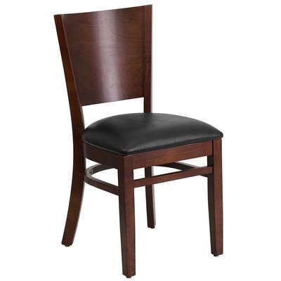 Flash Furniture XU-DG-W0094B-WAL-BLKV-GG Restaurant Chair w/ Solid Back & Black Vinyl Seat - Beechwood Frame, Walnut Finish