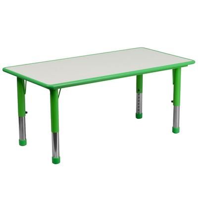 Flash Furniture YU-YCY-060-RECT-TBL-GREEN-GG Rectangular Preschool Activity Table - 47 1/4"L x 23 5/8"W, Plastic Top, Green/Gray