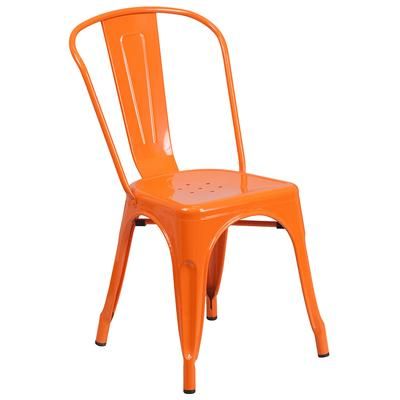 Flash Furniture CH-31230-OR-GG Stacking Side Chair w/ Vertical Slat Back - Steel, Orange